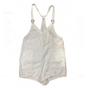 Free People Cotton Linen Blend Romper Shortalls Jumpsuit, Ivory, NWT